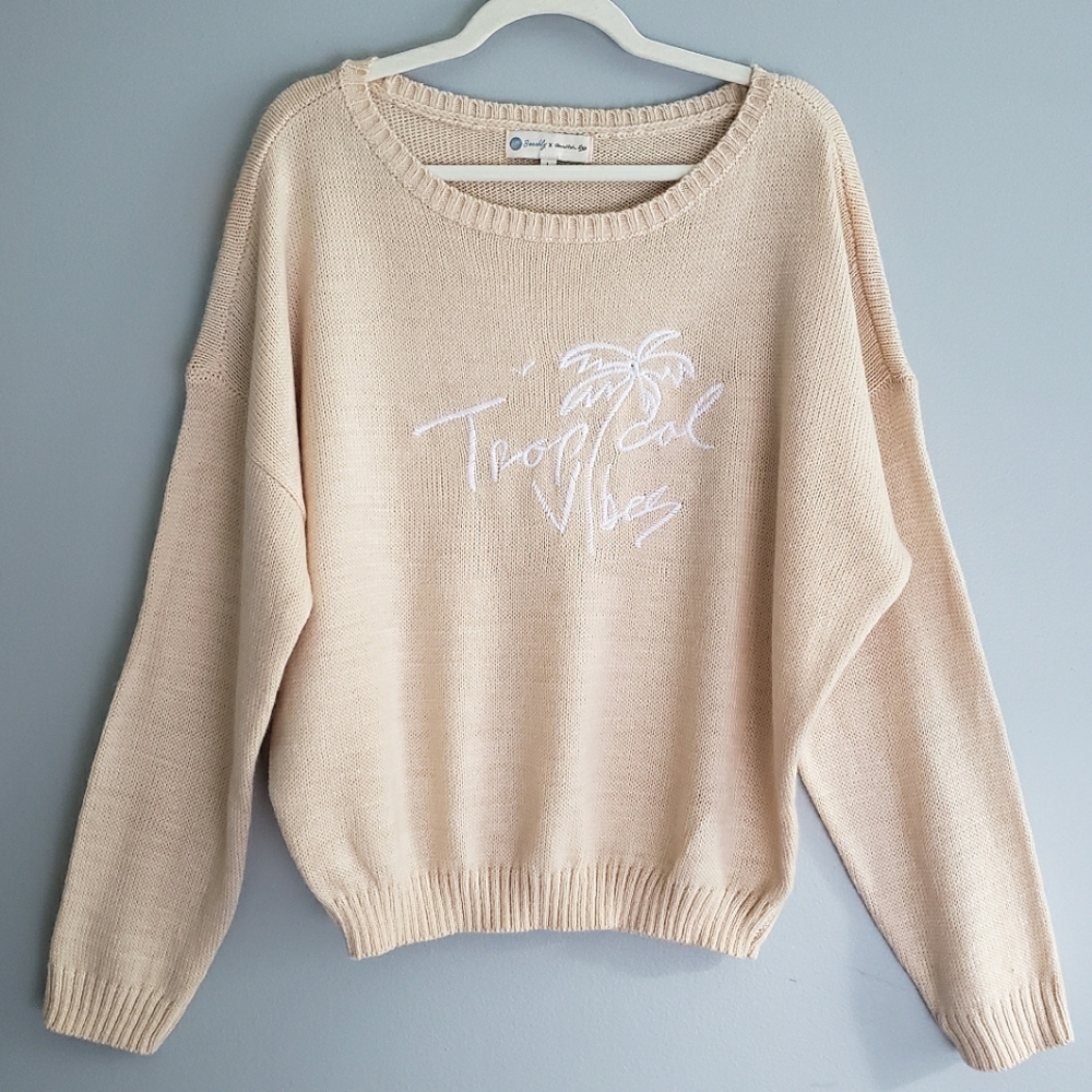 Beachly x Goldfish Kiss Tropical Vibes Embroidered Lightweight Sweater, Size L - Picture 4 of 13